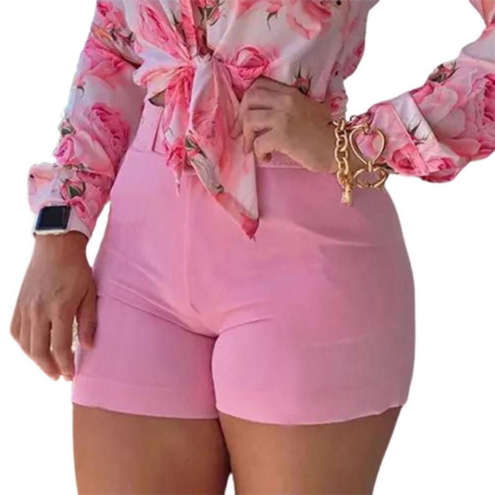 Shorts Femininos Bottoms Hot Pants Verão Chic Cor Sólida Zíper Traseiro Hot Pants Cintura Alta Cor Sólida Zíper Traseiro Slim Shorts