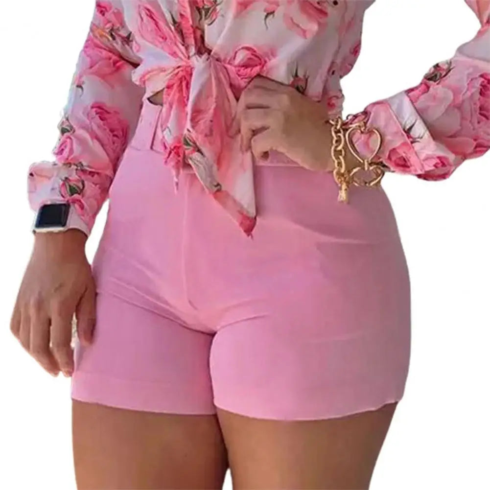 Shorts Femininos Bottoms Hot Pants Verão Chic Cor Sólida Zíper Traseiro Hot Pants Cintura Alta Cor Sólida Zíper Traseiro Slim Shorts