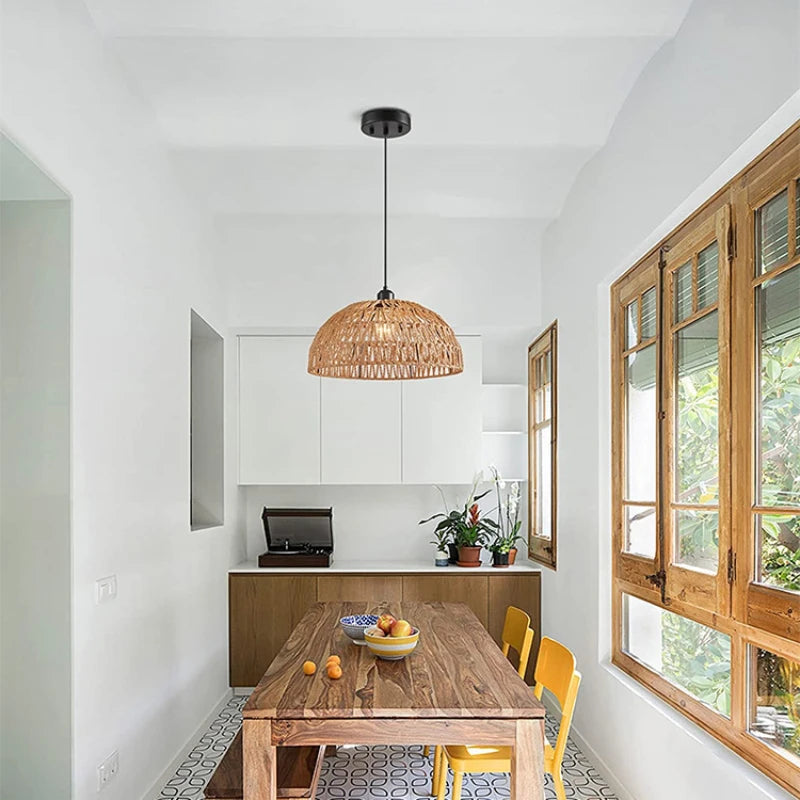 Mais novo estilo japonês corda de cânhamo tecida luzes pendentes B&B restaurante pastoral sala de chá pousada bar quarto rattan iluminação interna Quente