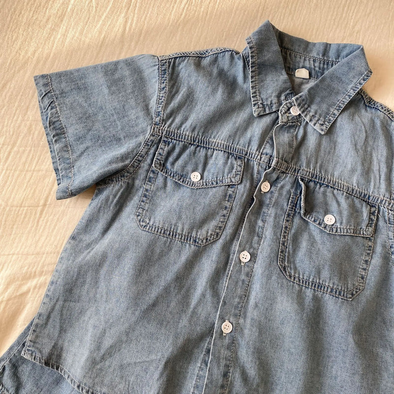 Roupas infantis 2025 verão novo terno jeans para menino ou vestido de menina casual roupas para irmão e irmã