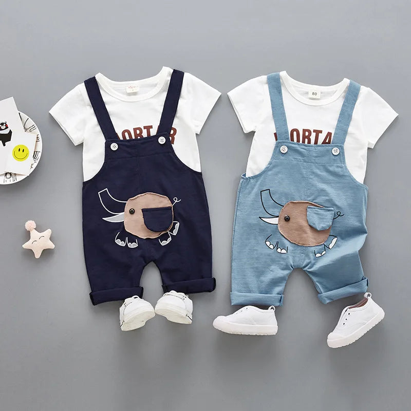 Roupas de Verão para Bebês e Meninos de Manga Curta Algodão Macio & Macacões Para Crianças Roupas Casuais para Meninos Roupas Diárias 0-3Y Roupas