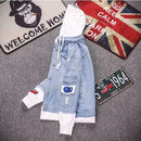 Lilo&stitch Hip Hop Jaquetas Jeans com Capuz para Homens Roupas Femininas Outono Inverno Jaqueta Masculina Patchwork Jaqueta Jeans Streetwear Roupas