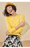 Pulôver feminino outono/inverno 100% puro suéter de caxemira casual suéter de malha gola redonda solto Tops básico versátil Blusa