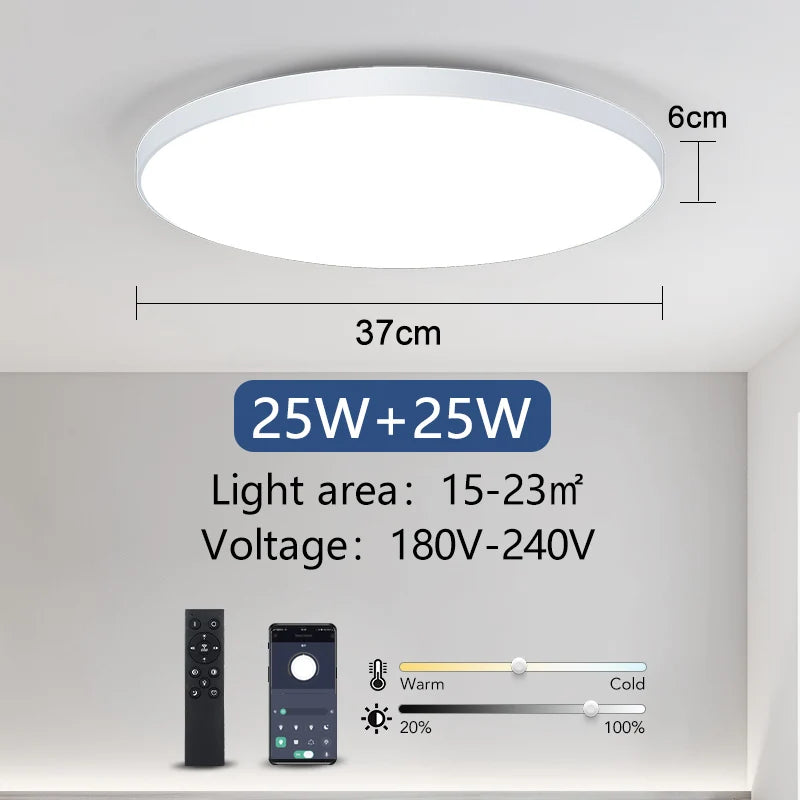 MARPOU Lâmpada de teto inteligente lâmpada led para luzes de teto de quarto com controle remoto Luzes led reguláveis para sala de estar