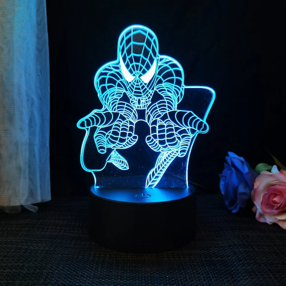 Homem-Aranha 3D Acrílico Luz Noturna USB Estéreo LED Lâmpada de Mesa Luz Fantasma Surpresa Presente de Aniversário LED Luz Usando USB e Bateria