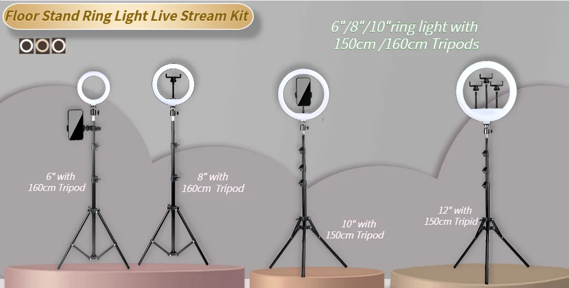 Luz de Anel LED 14 polegadas para Fotografia - Tripé com Luz de Anel para Transmissão ao Vivo