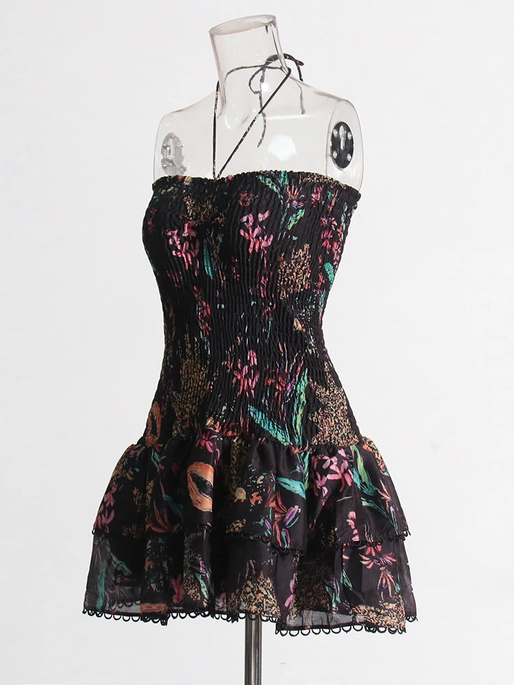 TWOTWINSTYLE Cut Out Bainha em camadas Vestido Sexy Para Mulheres Sem Alças Sem Mangas Fora Do Ombro Cintura Alta Mini Vestidos Roupas Femininas