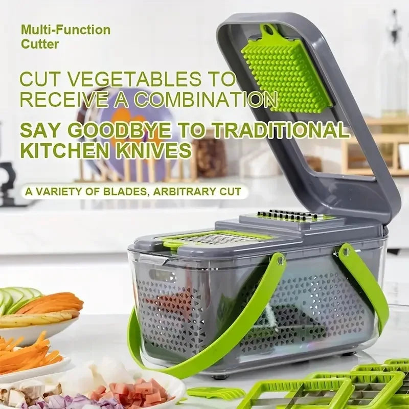 16/25 em 1 Cortador Multifuncional de Legumes com Cabo Ralador de Alimentos Cortador de Legumes Fatiador Picador Itens de Cozinha Ferramenta de cocina