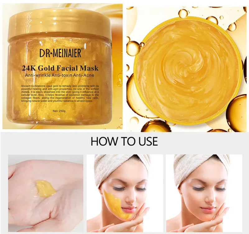 Máscara facial de sono reparadora com colágeno e ouro 24K 250g