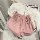 Rosa Malha Casual Trunks Mulheres Cintura Alta Perna Larga Emagrecimento Branco Cintura Elástica Corrida Fitness Leggings