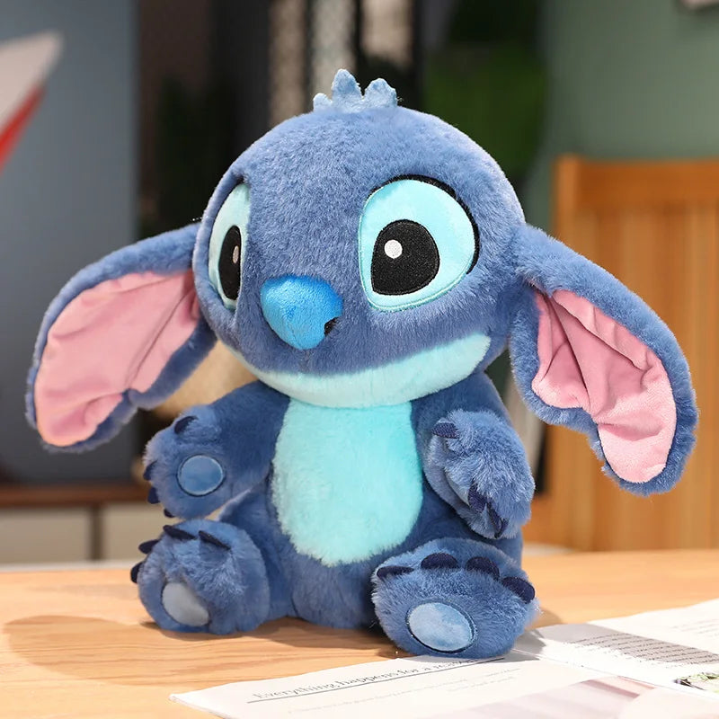 Miniso Kawaii Disney Lilo & Stitch Brinquedo de Pelúcia Kawaii Soft Blue Purple Elf Disney Lilo & Stitch Boneco de Pelúcia Anime Filme Presente de Natal