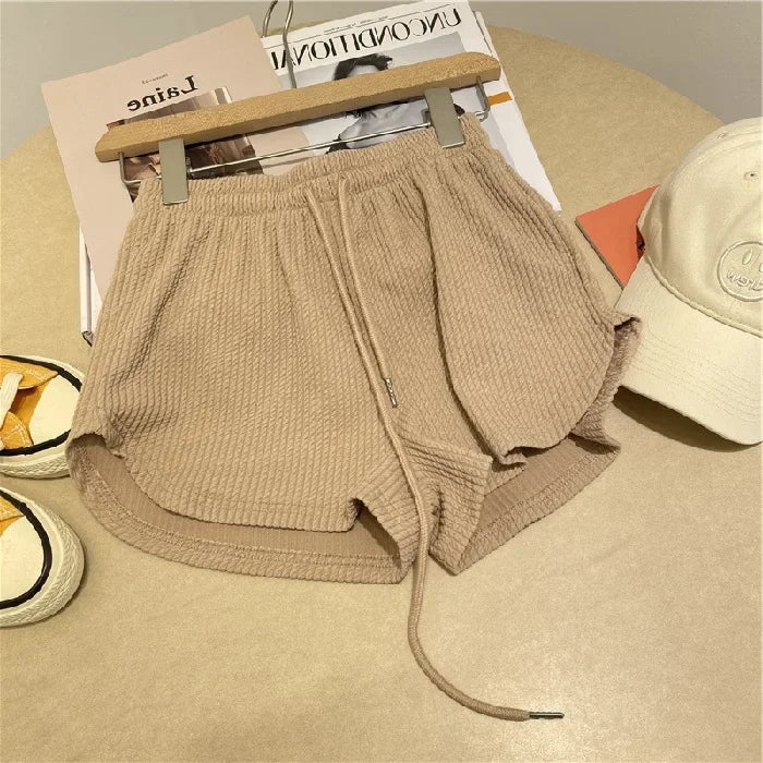 Rosa Malha Casual Trunks Mulheres Cintura Alta Perna Larga Emagrecimento Branco Cintura Elástica Corrida Fitness Leggings