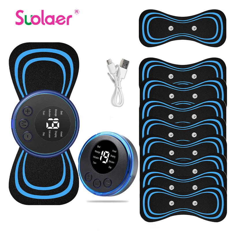 Mini massageador de pescoço EMS portátil Maca de pescoço elétrica para alívio da dor muscular cervical e remendo de massagem de relaxamento de ombro
