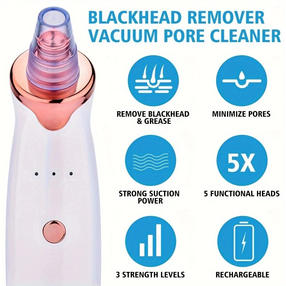 Removedor de Cravos Aspirador de Poros Limpador de Rosto Elétrico Remoção de Espinhas e Acne Remoção de Cravos USB Recarregável Ciclo de Água