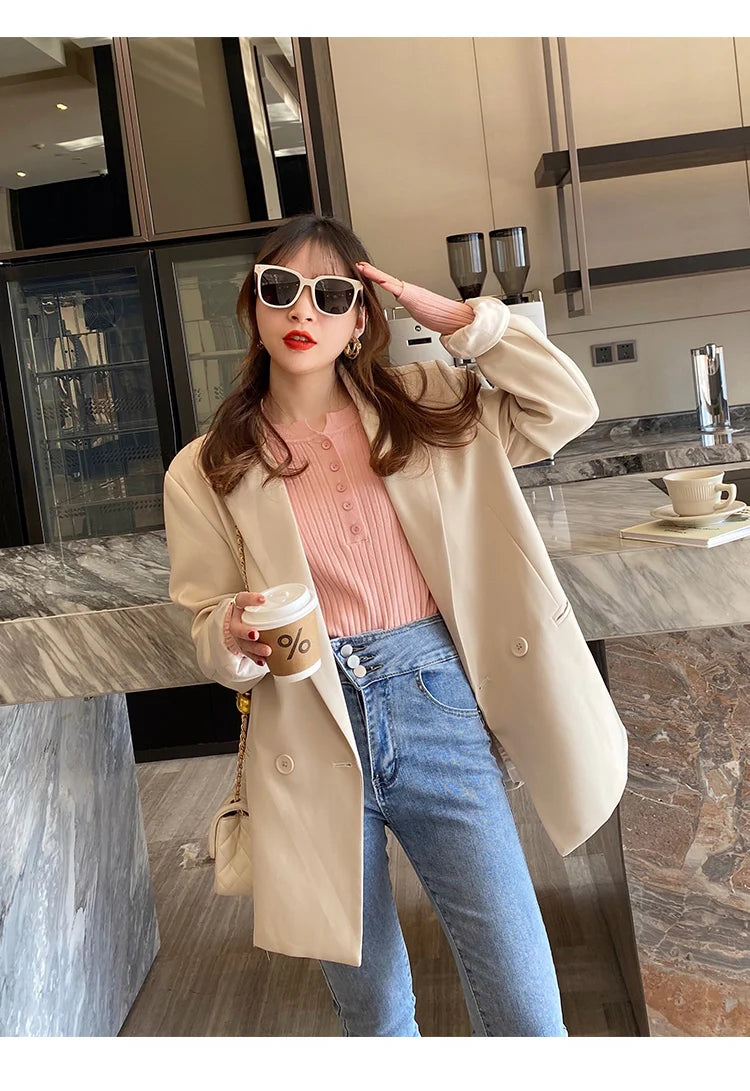 Suéter de malha feminina com decote em O Botão Pulôveres Primavera Outono Suéteres Básicos para Feminino Pulôver Slim Sólido Negrito Listradas Tops