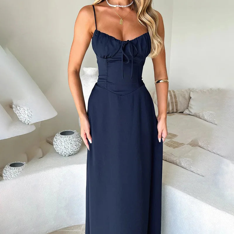 Townlike Elegante Maxi Cintura Longa Envoltório Linha A Vestido Mulheres Alça de Espaguete 2024 Vestido Primavera Verão Sem Encosto Vestidos de Festa Sexy