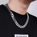 HNSP 8MM-14MM Corrente de Aço Inoxidável Colar Cubano Para Homens Punk Grosso Pescoço Longo Jóias Masculinas Cor Prata