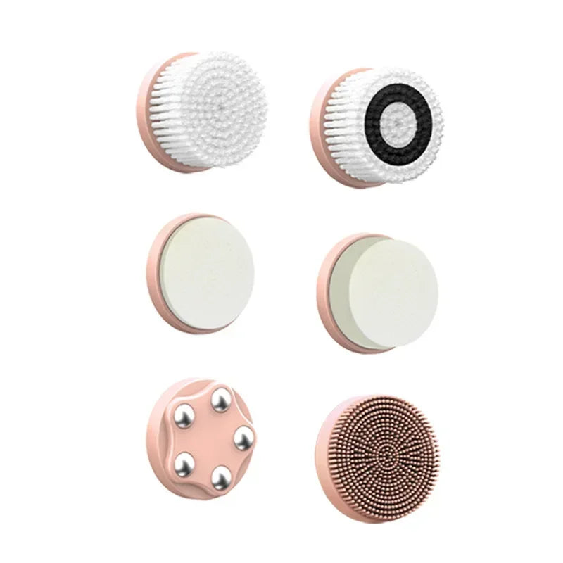 Dispositivo de Limpeza Facial Elétrico LED 6 em 1, Escova de Lavagem Facial, Escova de Limpeza Facial, Mini Hifu, Cuidados com a Pele, Carregador USB
