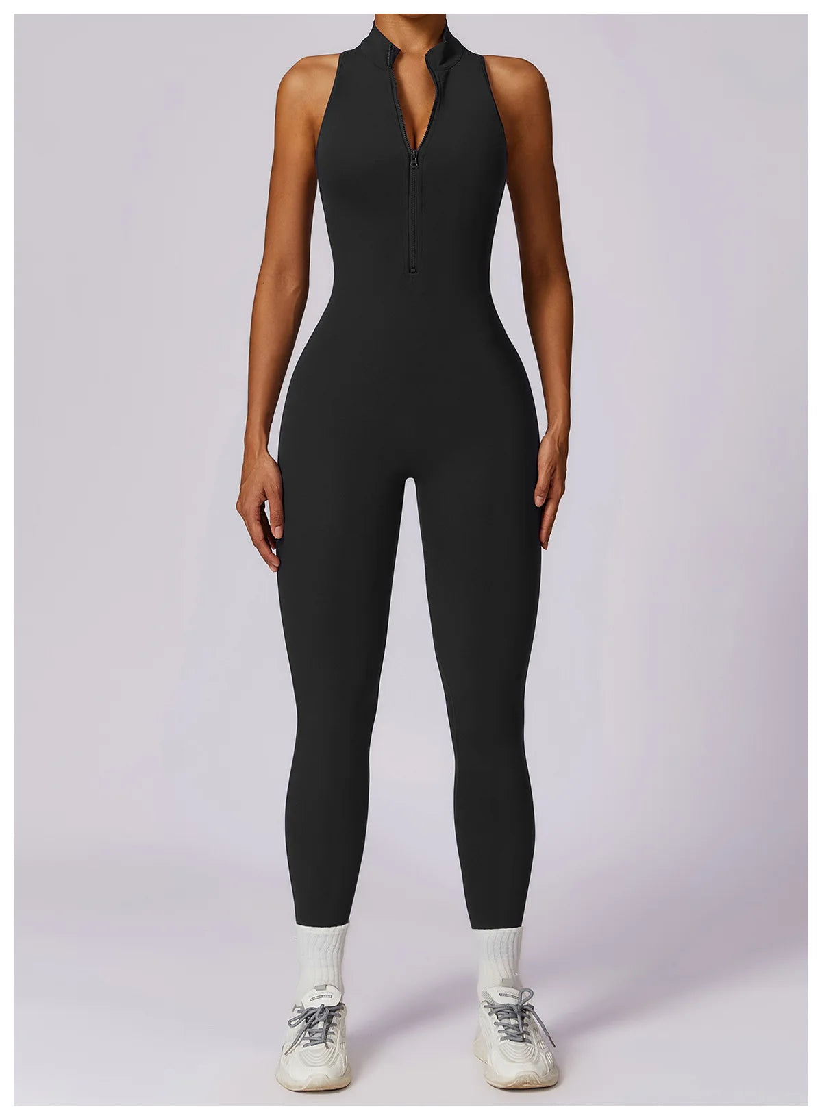 V Voltar Terno De Uma Peça Das Mulheres Macacão Esportivo Zíperes Yoga Macacão Backless Sportswear Mulheres Sleeveles Workout Bodysuits Feminino