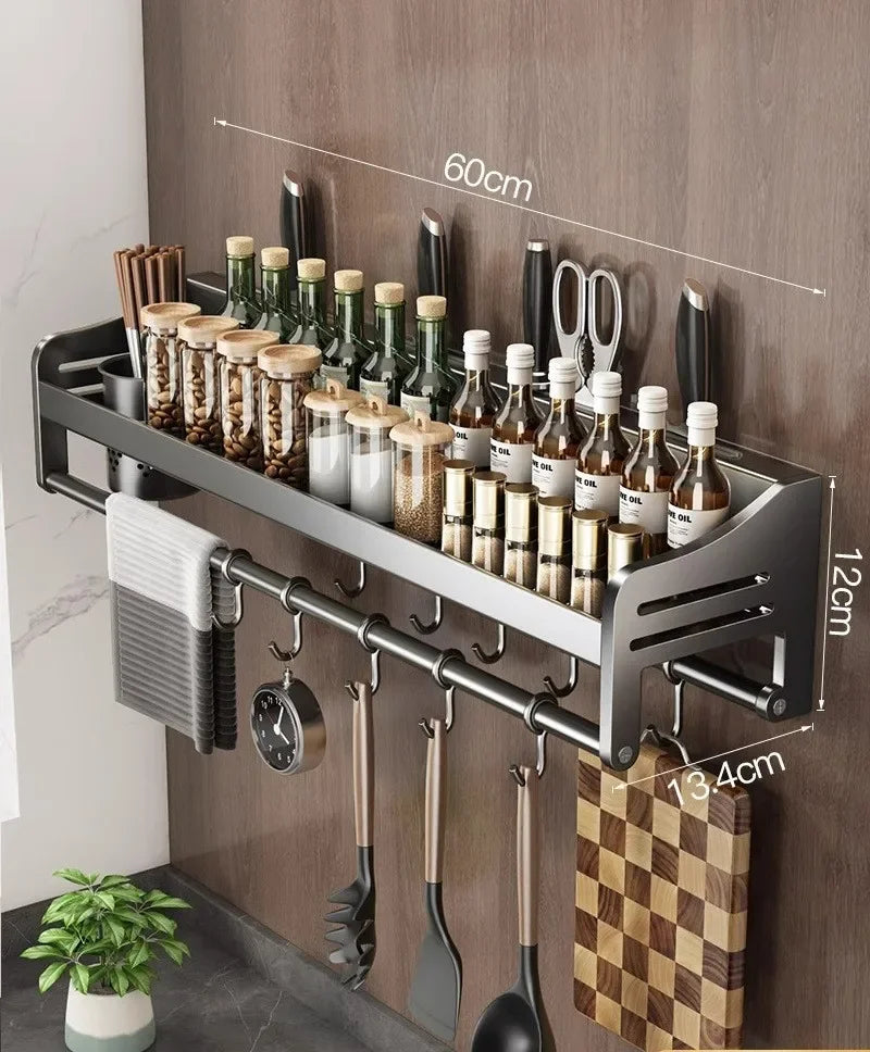 Rack de armazenamento multifuncional Suporte de tábua de corte Utensílios de parede para rack de temperos de cozinha Suporte de colher organizar