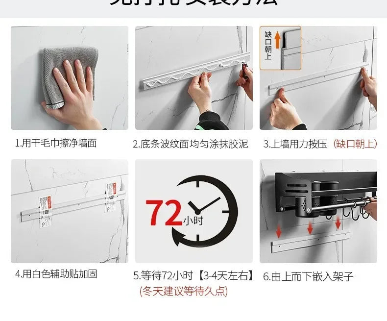 Elegante rack de condimentos de cozinha montado na parede com caixa de armazenamento Suporte multifuncional para utensílios domésticos com dispensador de vinagre de óleo