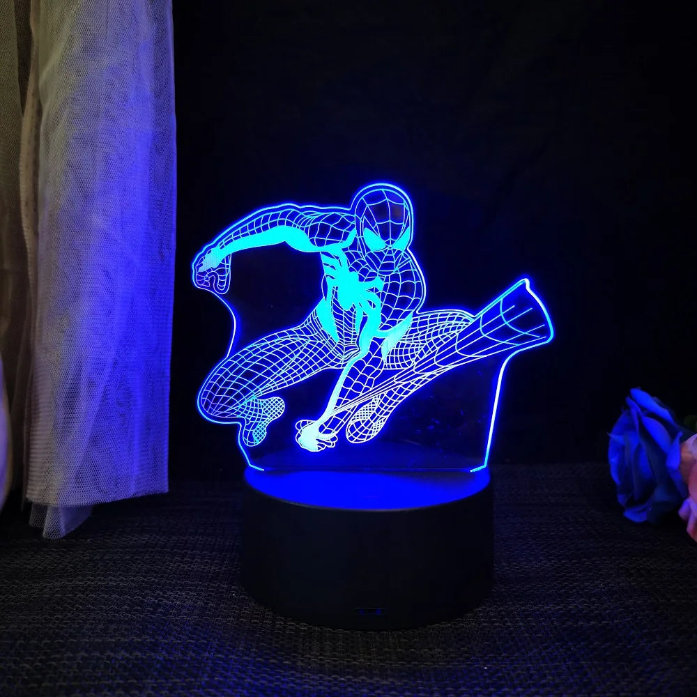 Homem-Aranha 3D Acrílico Luz Noturna USB Estéreo LED Lâmpada de Mesa Luz Fantasma Surpresa Presente de Aniversário LED Luz Usando USB e Bateria
