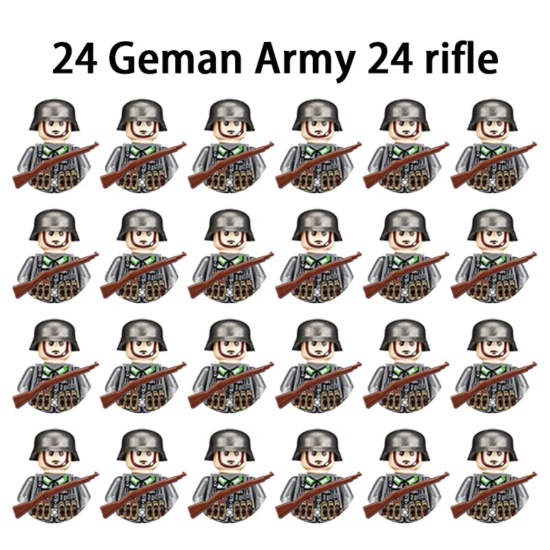 40 pcs/lote ww2 personagens militares wwii soldados do exército blocos de construção montagem de tijolos do exército nacional armas brinquedos para crianças