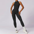 V Voltar Terno De Uma Peça Das Mulheres Macacão Esportivo Zíperes Yoga Macacão Backless Sportswear Mulheres Sleeveles Workout Bodysuits Feminino