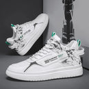 Primavera Outono Masculino Novo Estilo Tênis Vintage Moda Estudante Board Sapatos Casuais Sapatos de Cano Alto Sapatos de Fundo Grosso Respirável