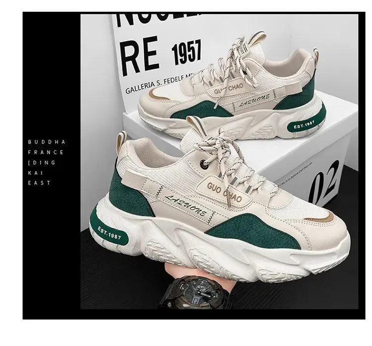 Sapatos masculinos novos tênis masculinos respiráveis de malha de verão quente sapatos casuais com sola grossa marca de orgasmo