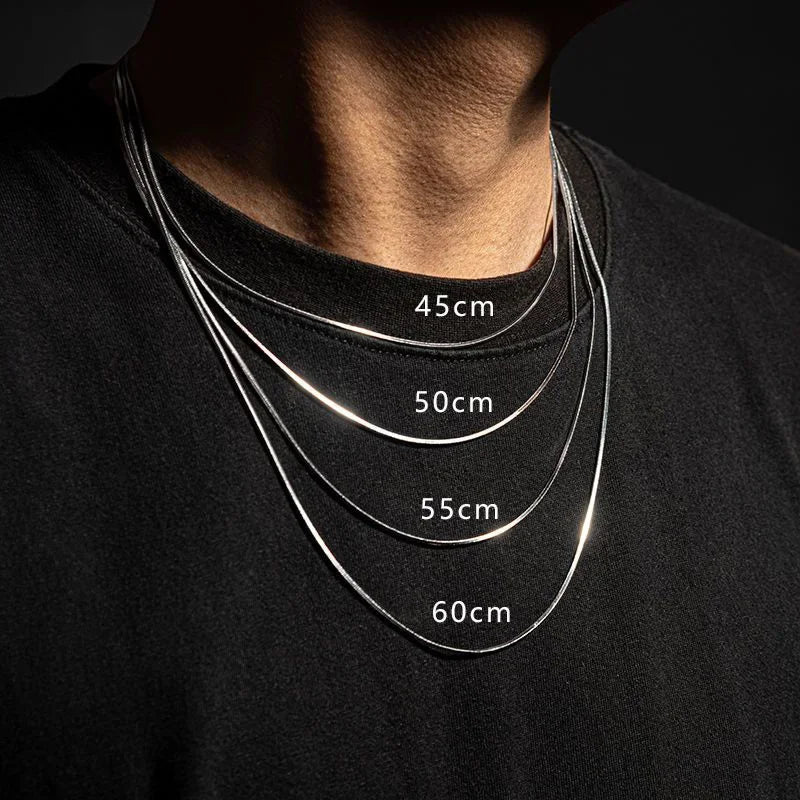Punk Hip-hop 2 MM Snake Link Chain 925 colar de prata esterlina para homens mulheres prata masculina jóias presentes cadenas para hombre