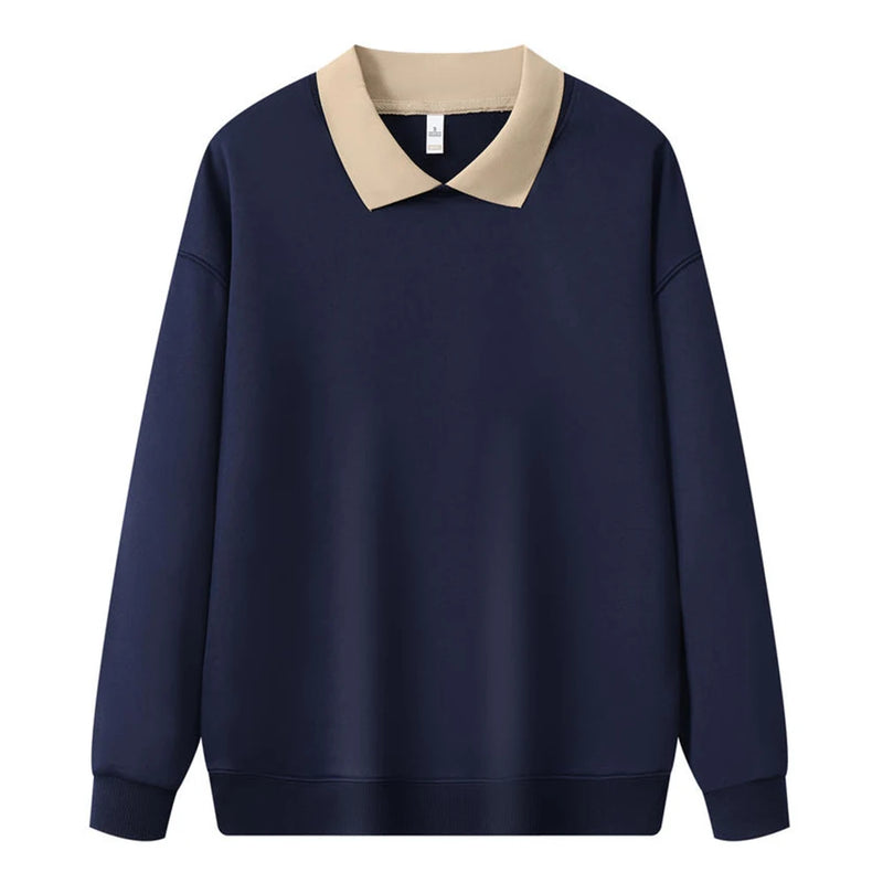 Moletom com capuz de gola polo de manga comprida unissex, blusa de moletom fashion com blocos de cores e patchwork, com capuz para homens, elegante, moletom masculino