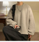 Suéter de gola redonda, cor sólida, básico, masculino, feminino, outono, inverno, parcimonioso, simples, casal, suéter de malha, quente, macio