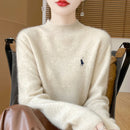 2025 Outono/Inverno Feminino Novo Moletom Com Capuz De Caxemira Elegante Bordado Meio Alto Gola Macia Caxemira Explosiva100% Lã Australiana