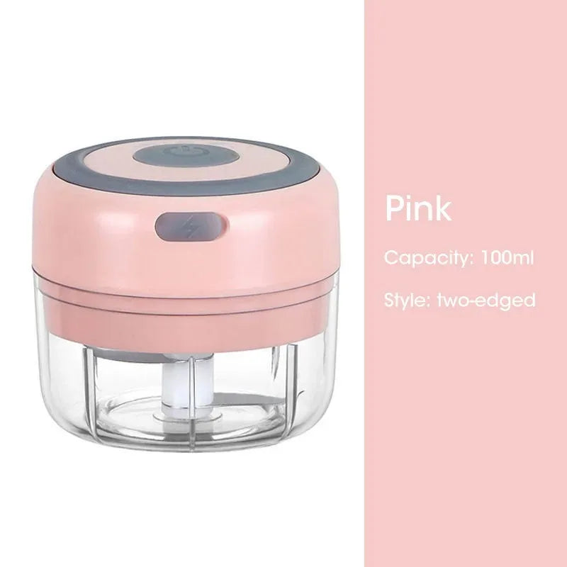 Mini triturador de alho elétrico sem fio 100ml / 250ml Picador portátil Carregamento USB Gengibre Pimentão Máquina de espremer vegetais Cozinha