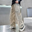 2024 Nova Primavera Outono Meninos Calças Calças Casuais de Perna Reta Grandes Crianças Calças Cargo Moda Cool Kids Roupas