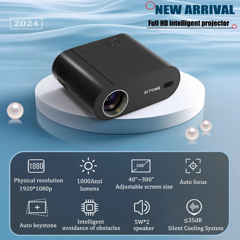 DITONG proyector 4k projetor led 1080p Android com Dual WiFi 6 e Bluetooth AutoFocus Home Theater HD Native smart home