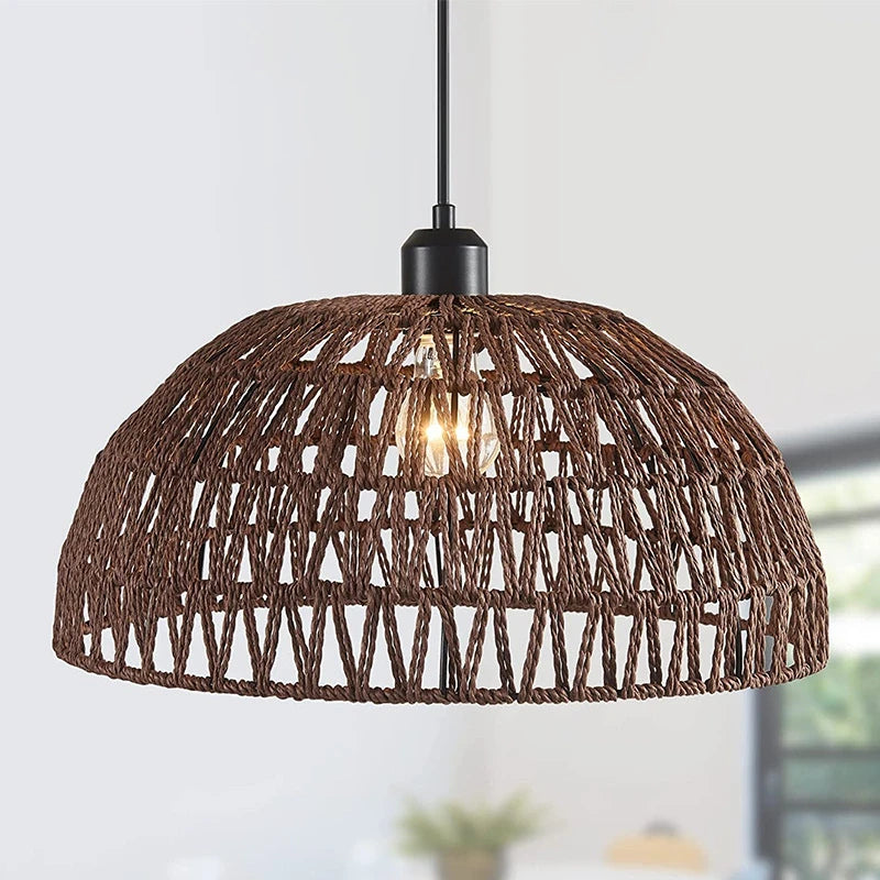 Mais novo estilo japonês corda de cânhamo tecida luzes pendentes B&B restaurante pastoral sala de chá pousada bar quarto rattan iluminação interna Quente