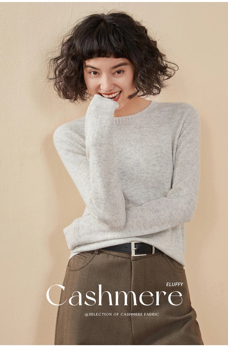 Pulôver feminino outono/inverno 100% puro suéter de caxemira casual suéter de malha gola redonda solto Tops básico versátil Blusa