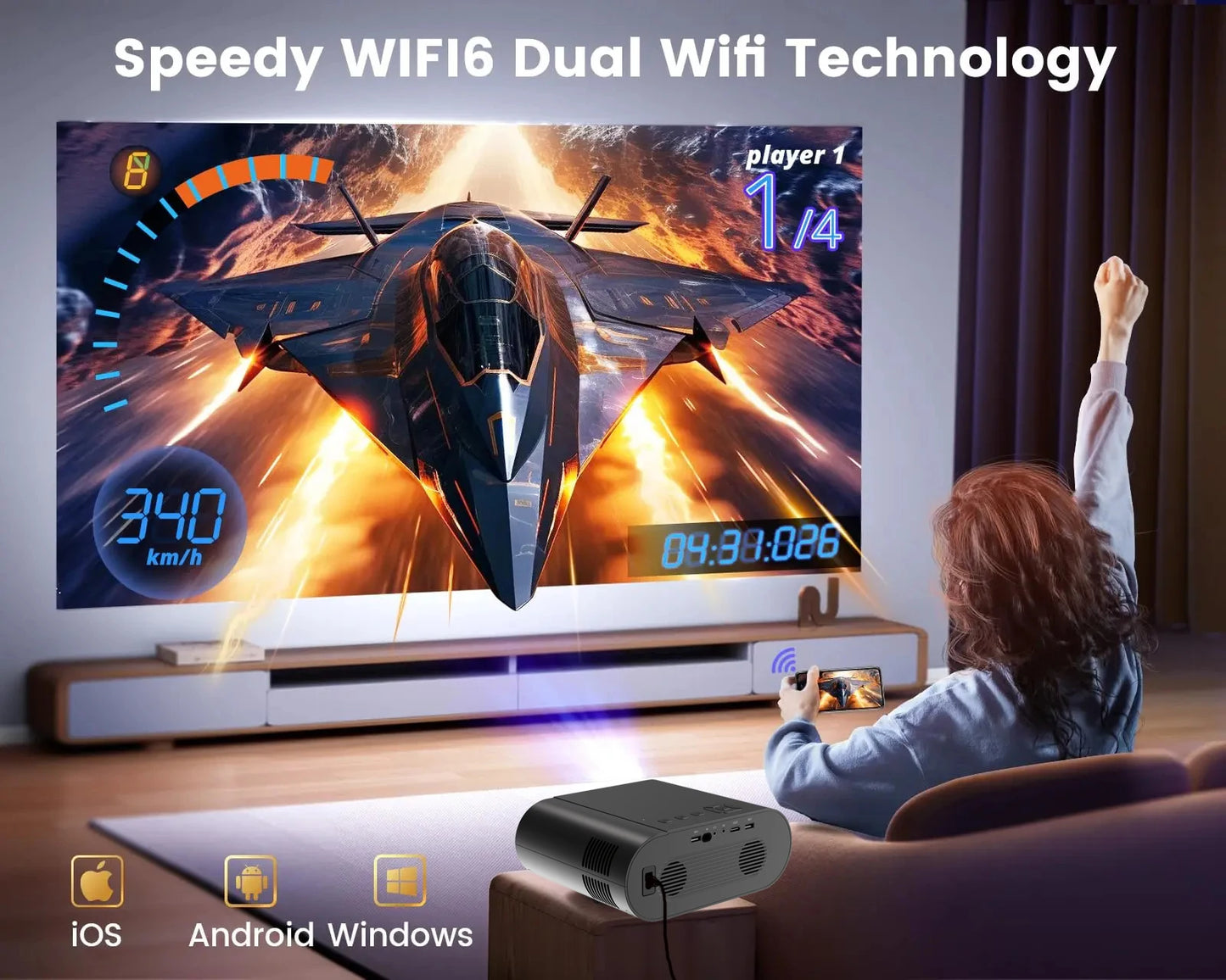 DITONG proyector 4k projetor led 1080p Android com Dual WiFi 6 e Bluetooth AutoFocus Home Theater HD Native smart home