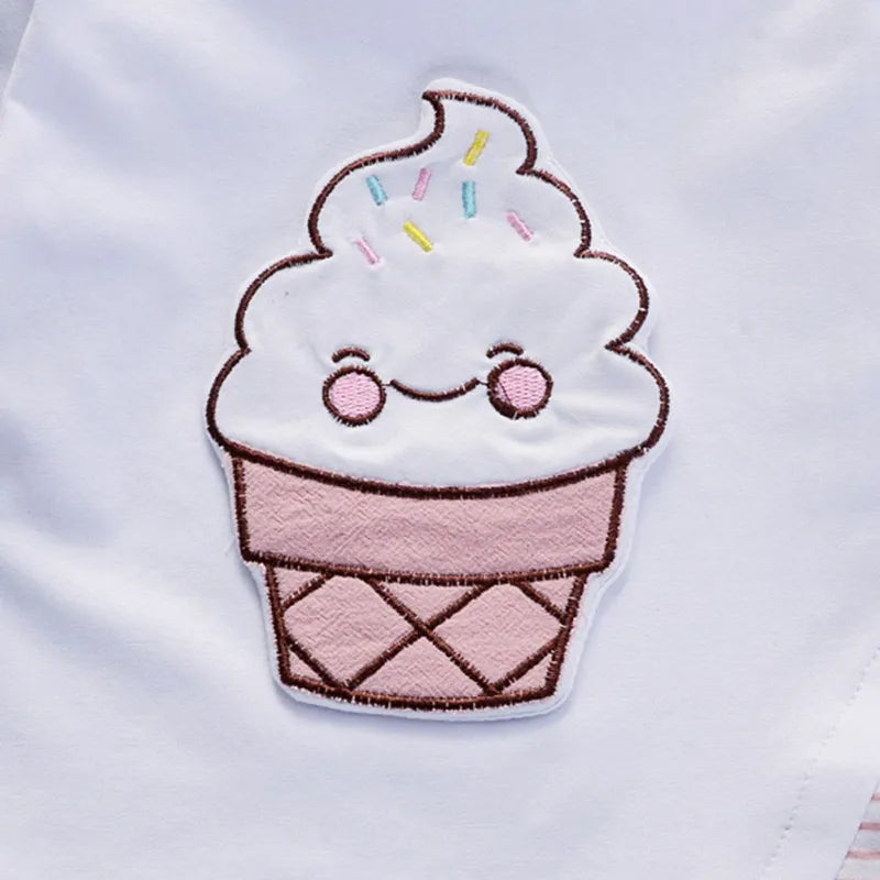 2 Pcs Criança Bebê Crianças Meninas Conjunto de Roupas de Manga Curta T-shirt Tops + Shorts Outfit Crianças Algodão Tops Calças Set