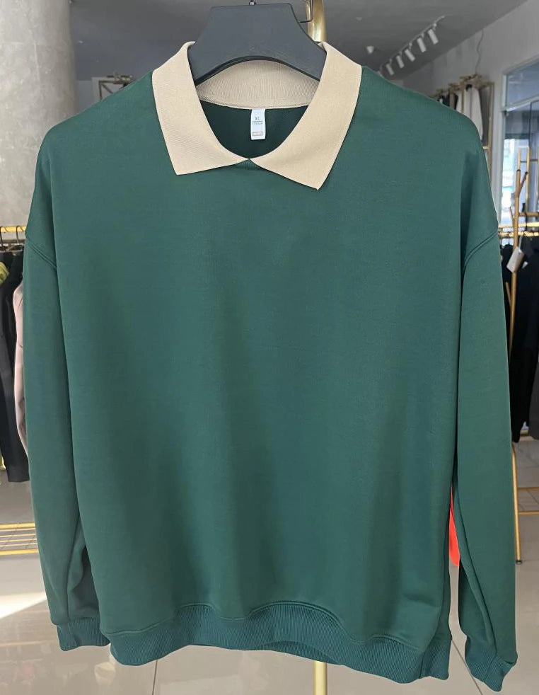 Moletom com capuz de gola polo de manga comprida unissex, blusa de moletom fashion com blocos de cores e patchwork, com capuz para homens, elegante, moletom masculino