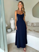 Townlike Elegante Maxi Cintura Longa Envoltório Linha A Vestido Mulheres Alça de Espaguete 2024 Vestido Primavera Verão Sem Encosto Vestidos de Festa Sexy