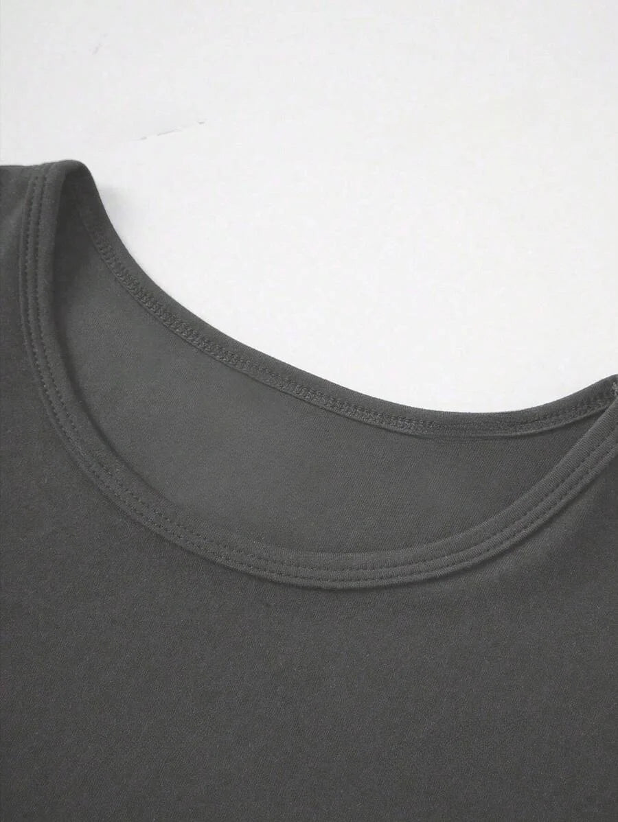 Camisetas Femininas Básicas Decote Redondo Manga Curta Tops Curtos Tops Fofos de Verão Camisetas Slim Fit Y2k Roupas 2024