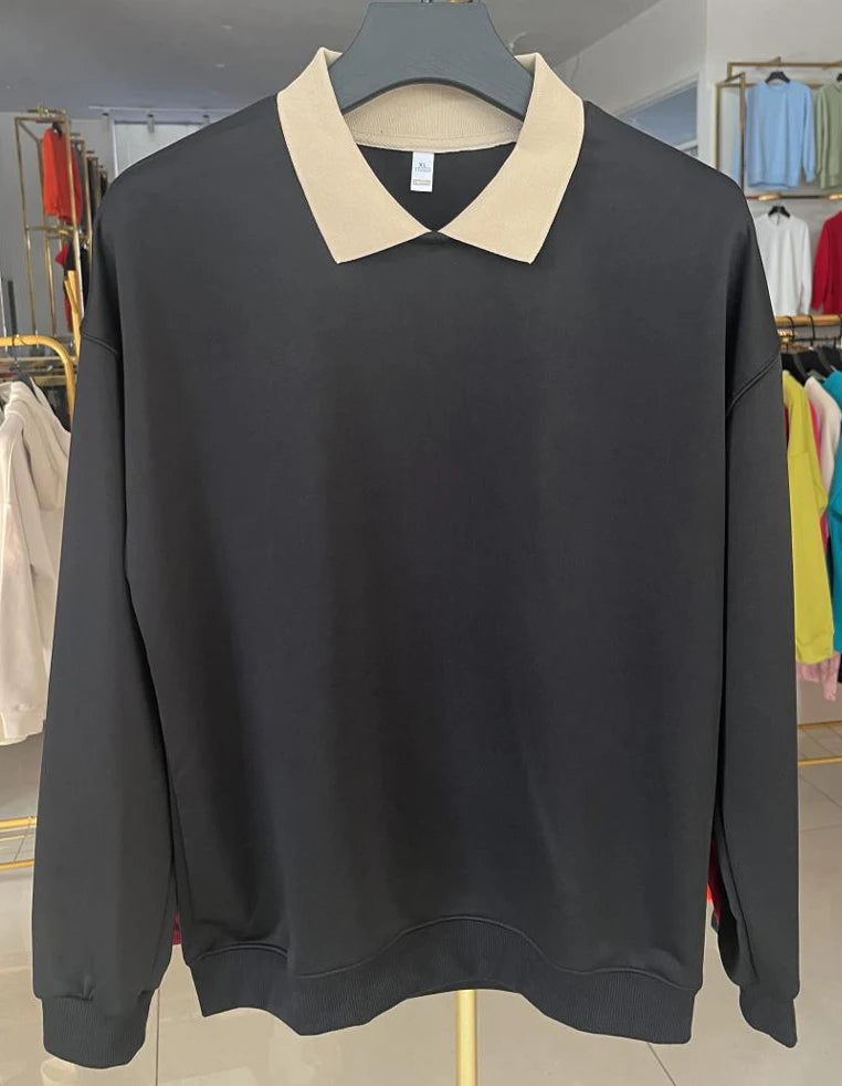 Moletom com capuz de gola polo de manga comprida unissex, blusa de moletom fashion com blocos de cores e patchwork, com capuz para homens, elegante, moletom masculino