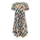 Vestidos com estampa de penas Mulheres Verão 2025 Roupas Manga Curta Decote em V Mini Vestido Elegante Boêmio Moda Vestido de verão Vestidos de praia