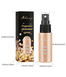 Spray Iluminador com Glitter Perolado, Óleo Loção, Iluminador Líquido para Rosto, Corpo, Pescoço e Cabelo, Brilho Duradouro para Maquiagem