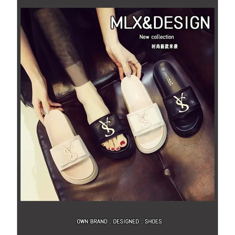 Chinelos Sapatos de Verão Mulheres Plataforma Design Slides Letras Da Moda Senhoras Sapatos Chinelo Casual Fora Antiderrapante Chinelos Sandálias