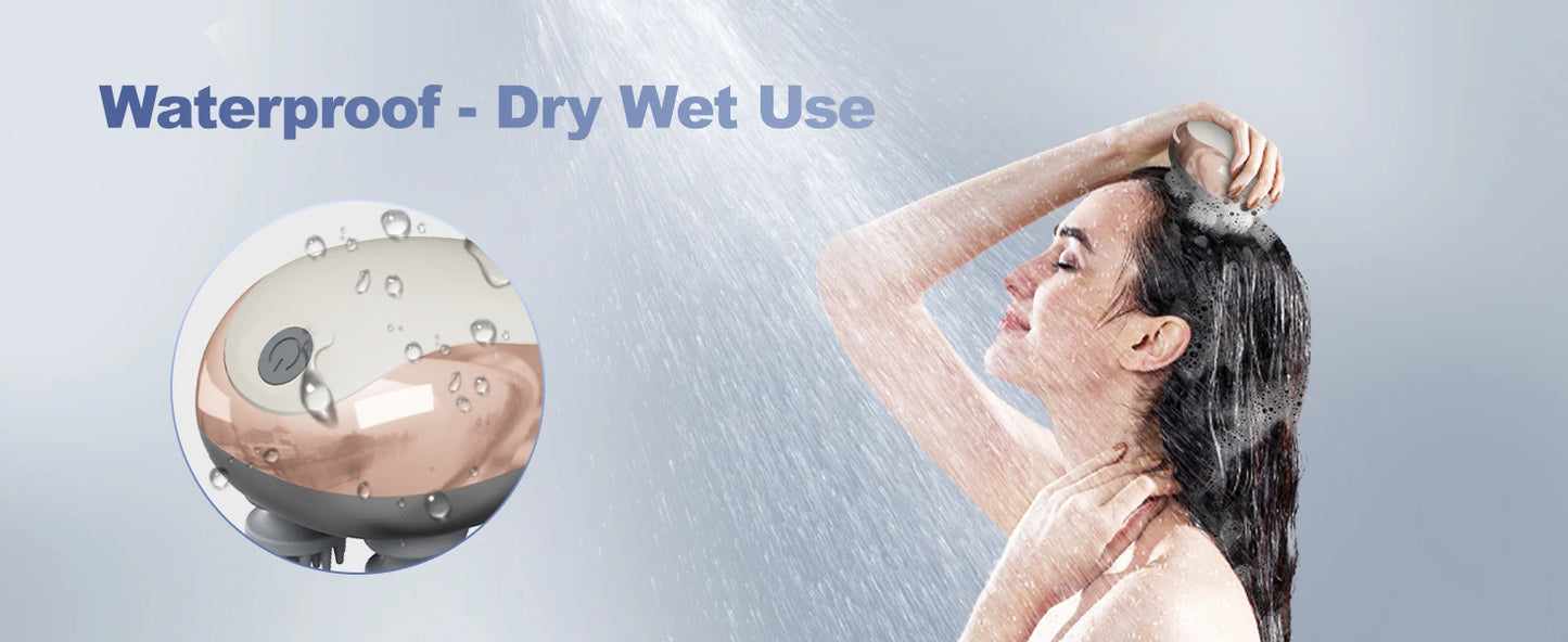 Massageador de Couro Cabeludo Elétrico Portátil à Mão, Raspa-Cabeça para Massagem Corporal Completa, Limpeza Profunda e Relaxamento do Estresse.