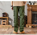2024 Novas Calças Cargo Masculinas Soltas de Perna Reta Multi-Bolso Calças de Trabalho Vintage Calças Casuais Versáteis Modernas Primavera Outono